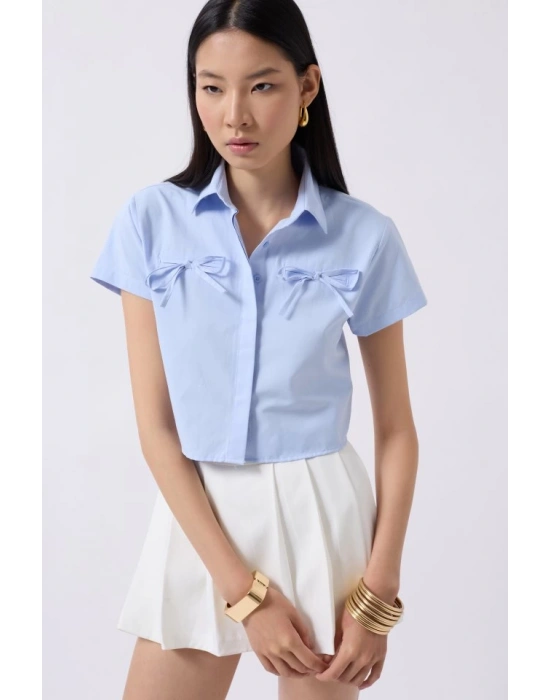 Kurdele Detay Crop Gömlek