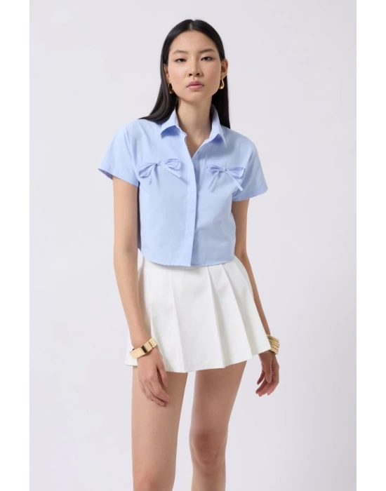 Kurdele Detay Crop Gömlek