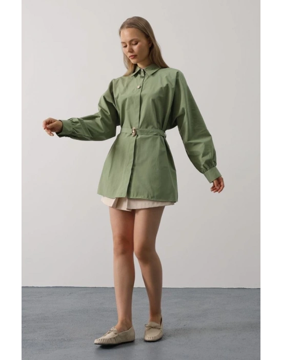 Kuşak Detaylı Tunik Gömlek  Haki