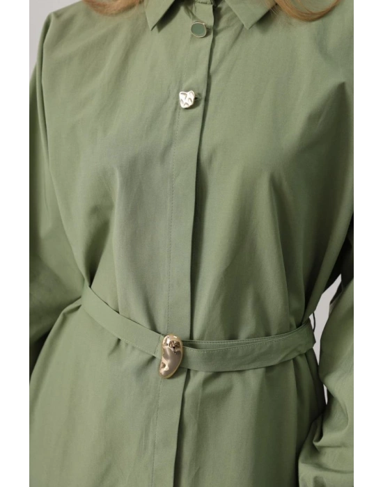 Kuşak Detaylı Tunik Gömlek  Haki