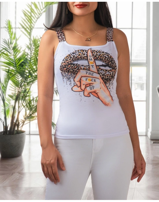 Leopar Baskılı, Leopar Askılı Viskon Bluz