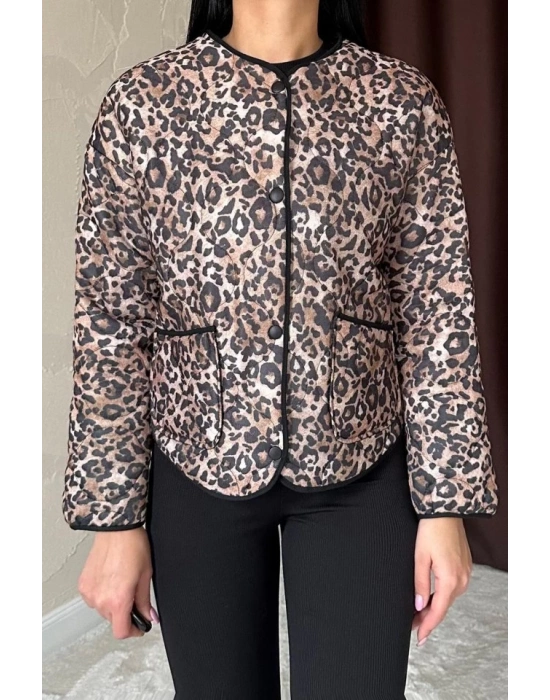 Leopar Leopar Desenli Kapitone Ceket