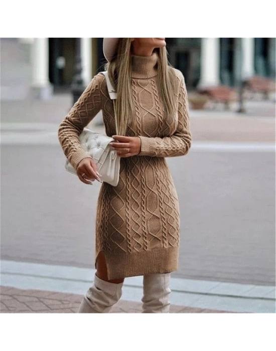 Loren Yünlü Motifli Midi Boy Triko Elbise