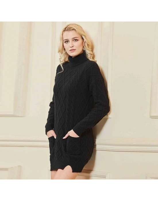 Loren Yünlü Motifli Midi Boy Triko Elbise