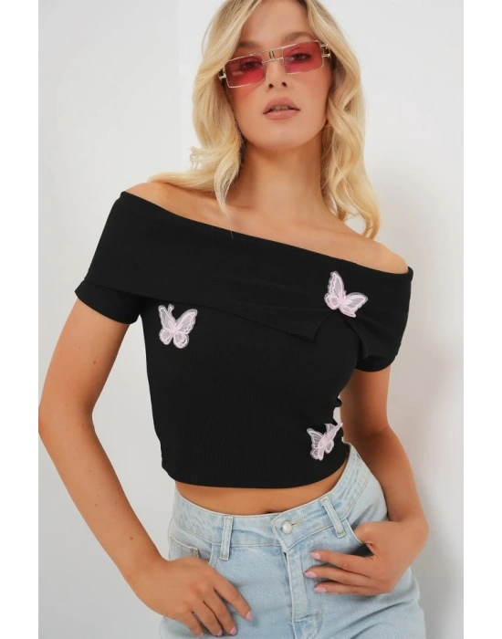 Madonna Yaka Kelebek Detaylı Bluz 957  Siyah