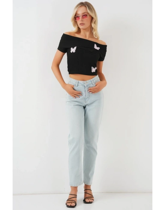 Madonna Yaka Kelebek Detaylı Bluz 957  Siyah