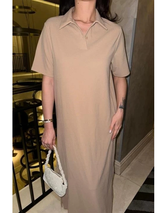 Manque Polo Yaka Yırtmaçlı Elbise 26898