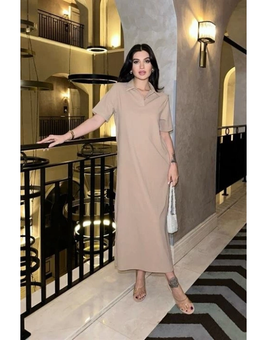 Manque Polo Yaka Yırtmaçlı Elbise 26898