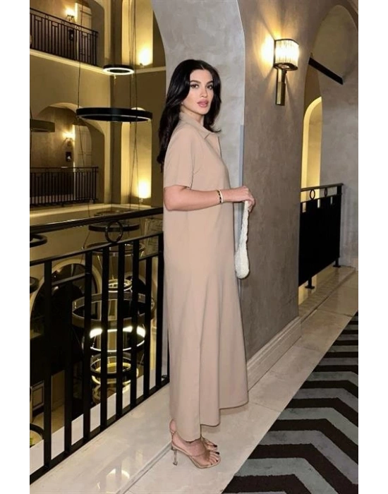 Manque Polo Yaka Yırtmaçlı Elbise 26898