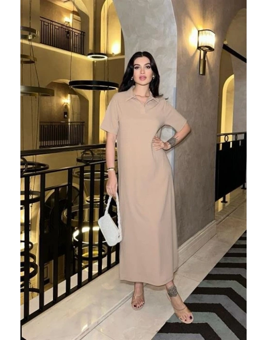 Manque Polo Yaka Yırtmaçlı Elbise 26898