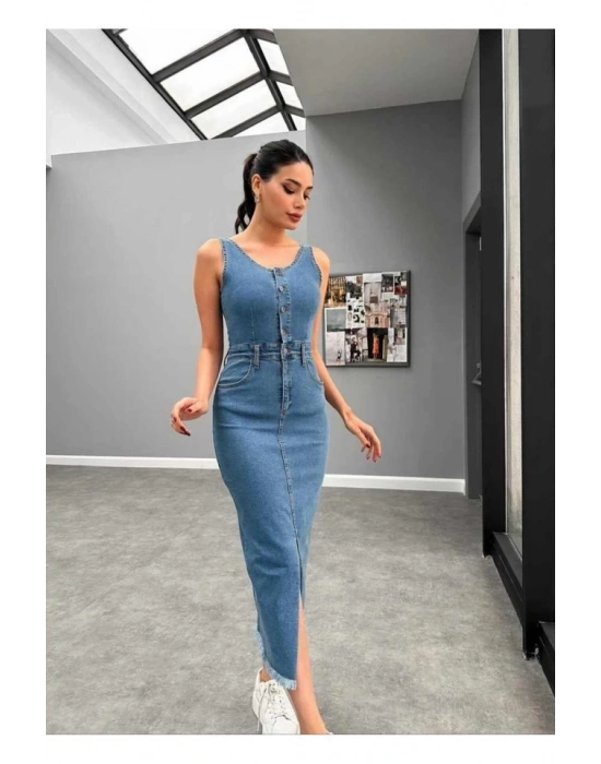 Mavi ikralı Kot Jile Elbise