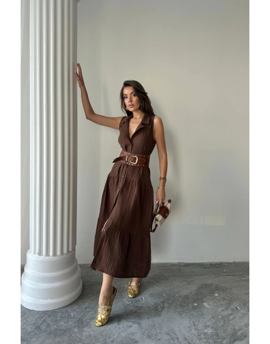 MÜLİN ELBİE GÖMLEK YAKA KOLUZ ÖNDEN DÜĞMELİ  Kahverengi