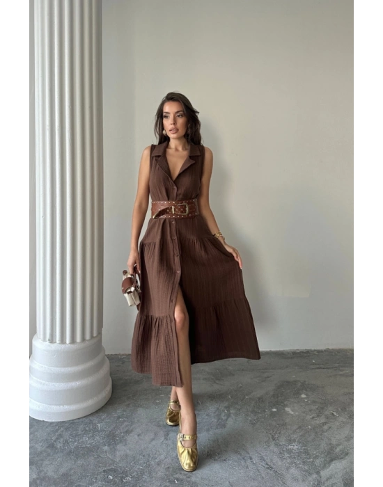 MÜLİN ELBİE GÖMLEK YAKA KOLUZ ÖNDEN DÜĞMELİ  Kahverengi