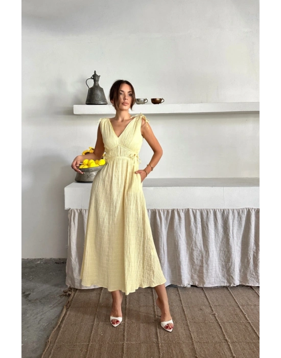 MÜLİN ELBİE OMUZ BÜZGÜ DETAYLI V YAKA KOLUZ ELBİE  arı