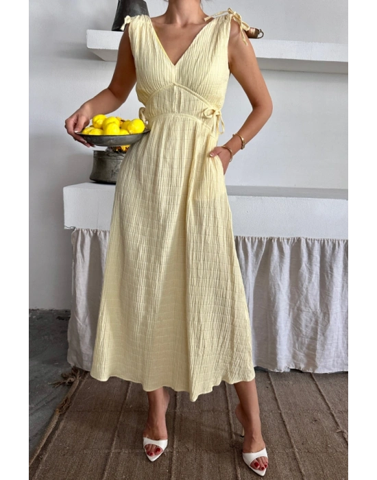 MÜLİN ELBİE OMUZ BÜZGÜ DETAYLI V YAKA KOLUZ ELBİE  arı