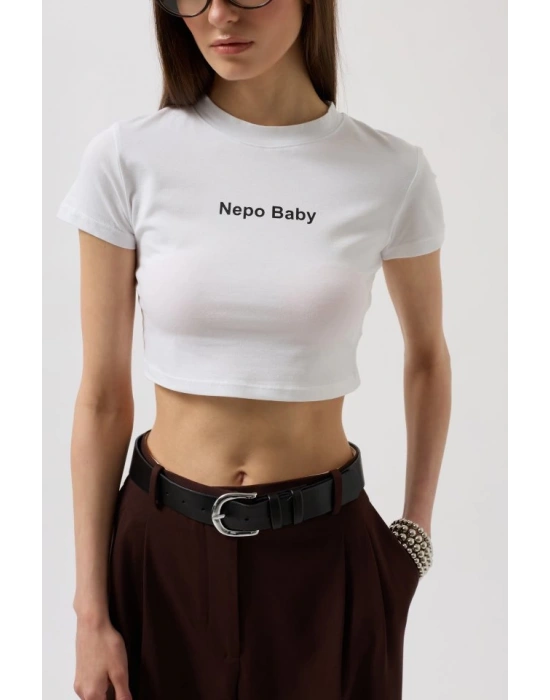 Nepo Baskılı Crop TShirt