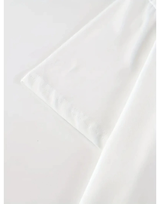 New York Baskılı Oversize Bisiklet Yaka Tshirt  Beyaz