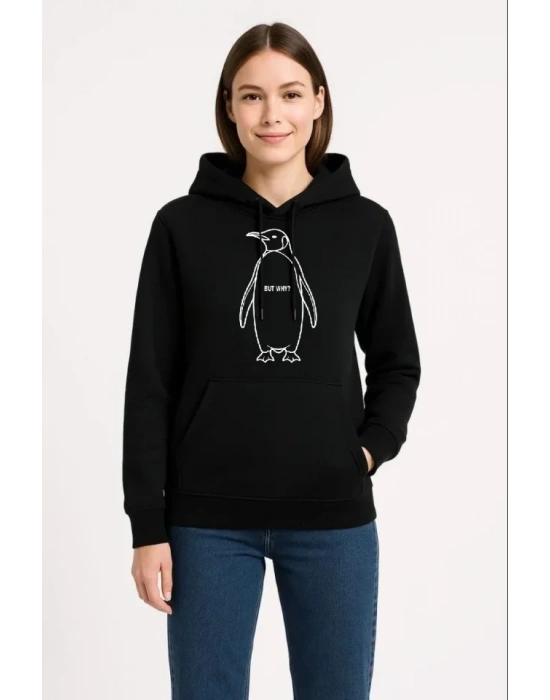 Nihilist Penguen Özel Tasarım Oversize Kapüşonlu weatshirt  iyah