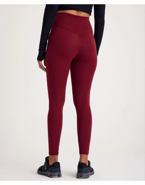 Nonofit Yüksek Bel Düz porcu Tayt  Bordo