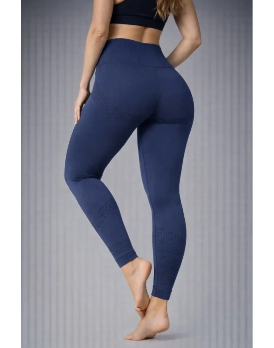 Nonofit Yüksek Bel Full Extra Toparlayıcı ikralı Ön Arka Ve Bilek Desenli Tayt  acivert