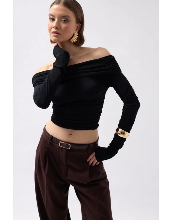 Omuz Dekolte Straplez Bluz