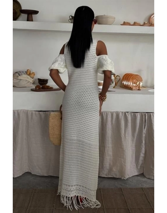 Omuz Detaylı Etek Ücü Püsküllü Triko Elbise 2862