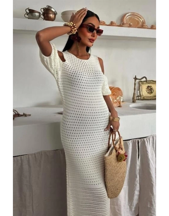 Omuz Detaylı Etek Ücü Püsküllü Triko Elbise 2862