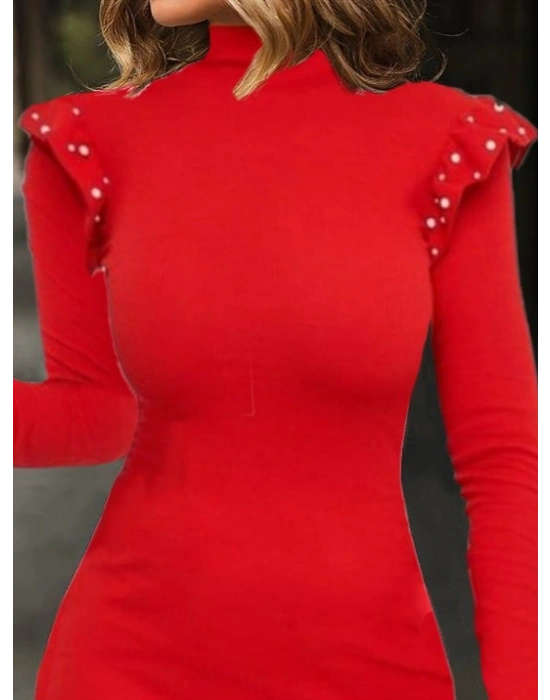 Omuz Inci Detay Kaşkorse Elbise