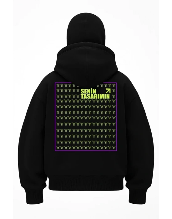 Ön Arka amuray Kapüşonlu ZIP Fermuarlı Kapüşonlu izin Tasarımınız weathirt  iyah