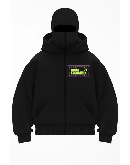 Ön Arka amuray Kapüşonlu ZIP Fermuarlı Kapüşonlu izin Tasarımınız weathirt  iyah