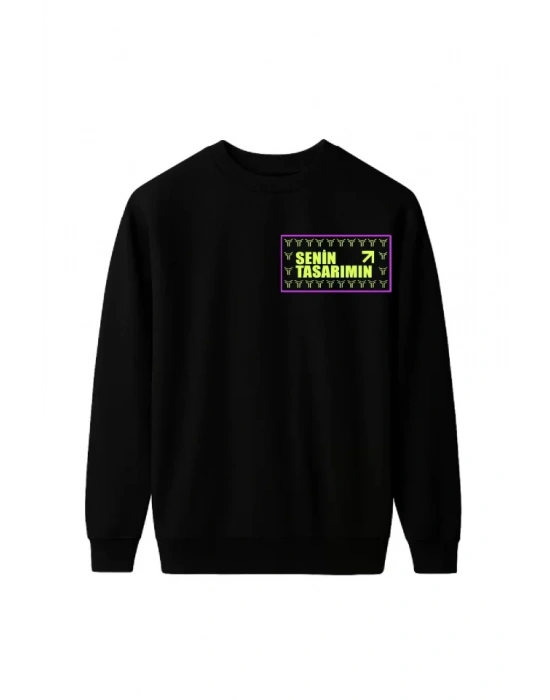 Ön Arka Üç İplik Biskilet Yaka weatshirt iyah