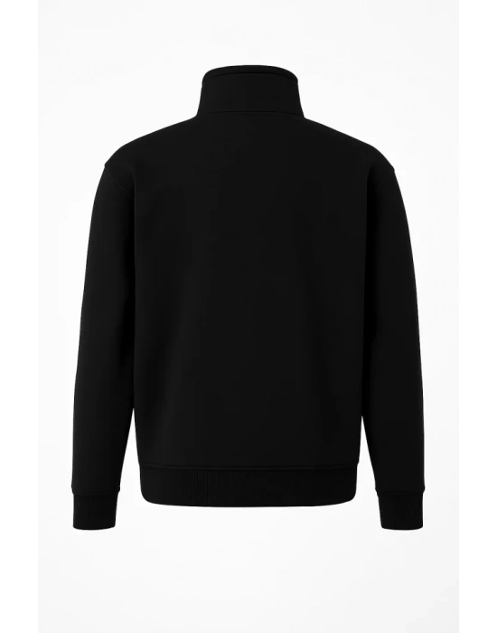 Ön Arka Yarım Fermuarlı Oversize Yakalı Basic weathirt  iyah