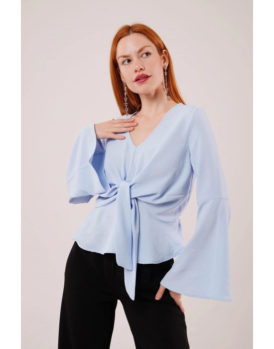 Ön Bağlamalı Volan Kol Bebe avisi Bluz