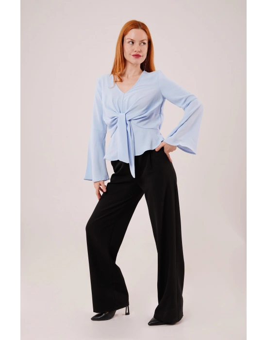 Ön Bağlamalı Volan Kol Bebe avisi Bluz