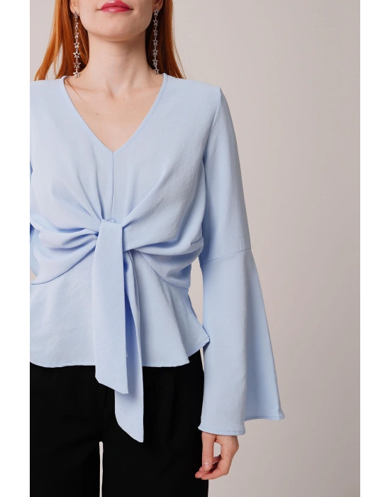 Ön Bağlamalı Volan Kol Bebe avisi Bluz