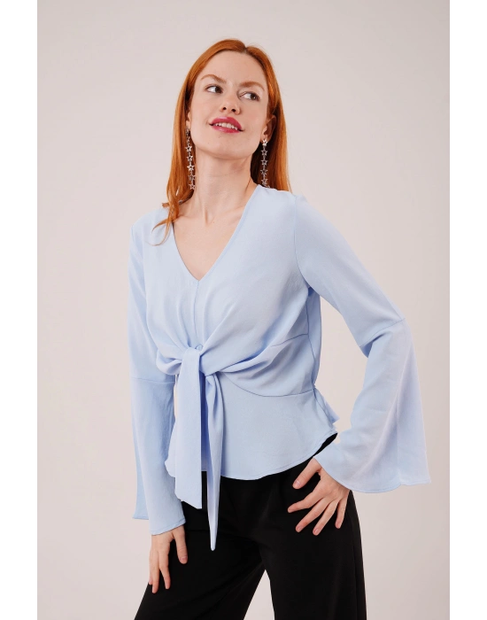 Ön Bağlamalı Volan Kol Bebe avisi Bluz