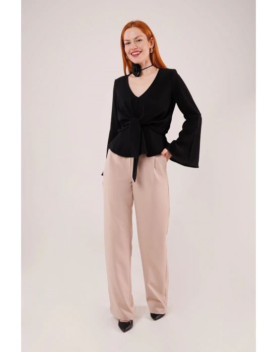 Ön Bağlamalı Volan Kol iyah Bluz