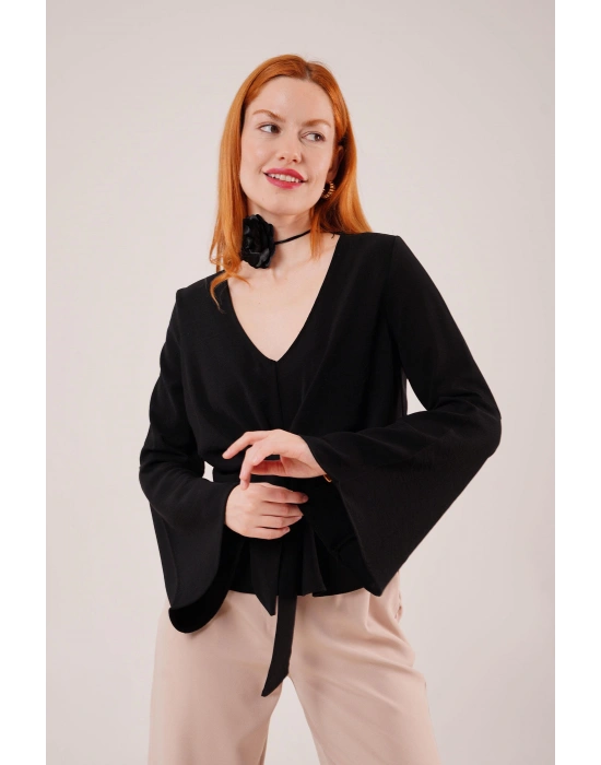 Ön Bağlamalı Volan Kol iyah Bluz