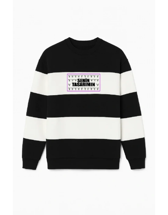 Ön Bisiklet Yaka Parçalı weatshirt  iyah