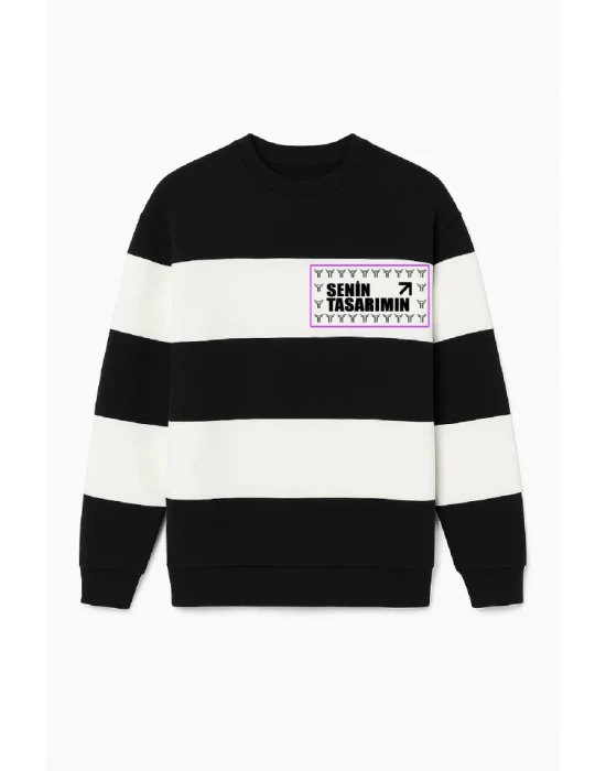 Ön Bisiklet Yaka Parçalı weatshirt  iyah