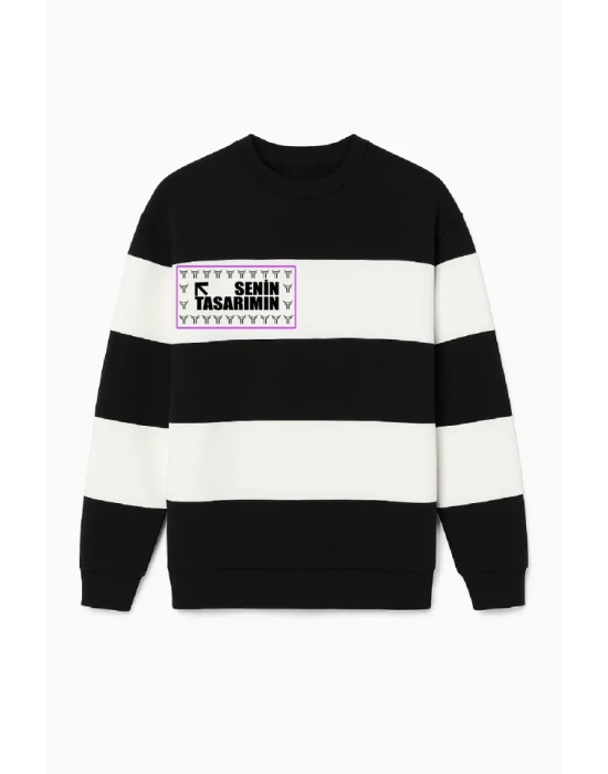 Ön Bisiklet Yaka Parçalı weatshirt  iyah