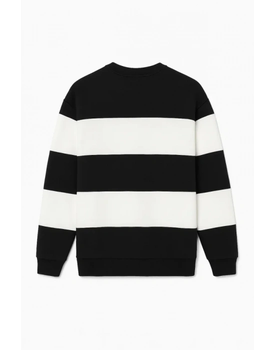 Ön Bisiklet Yaka Parçalı weatshirt  iyah