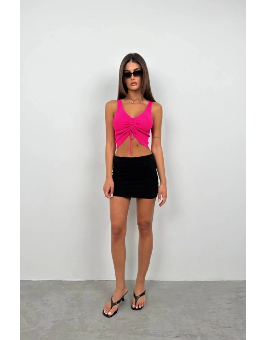 Ön Büzgülü Crop Bluz