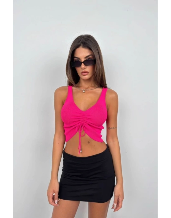 Ön Büzgülü Crop Bluz