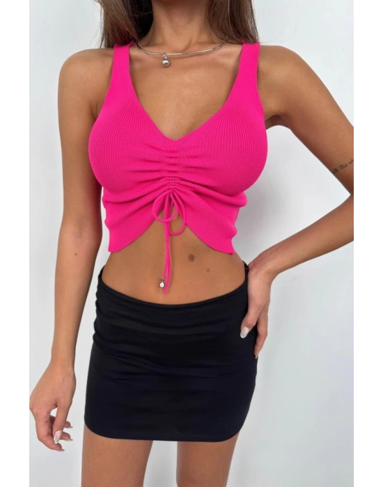 Ön Büzgülü Crop Bluz