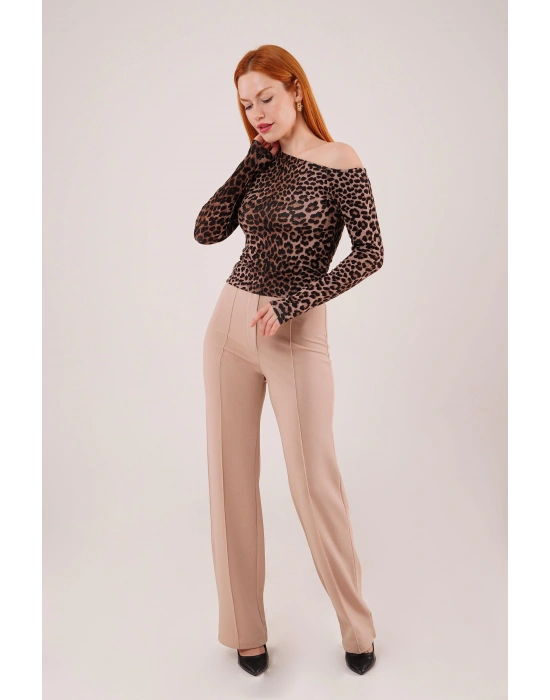 Ön Dikiş Detaylı Tek Düğme Taş Pantolon