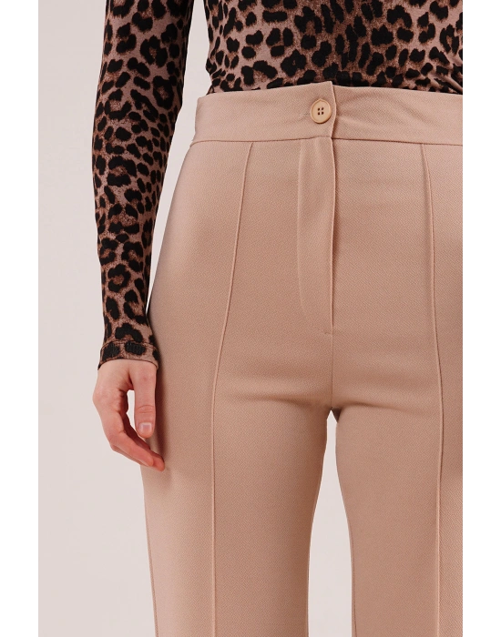 Ön Dikiş Detaylı Tek Düğme Taş Pantolon