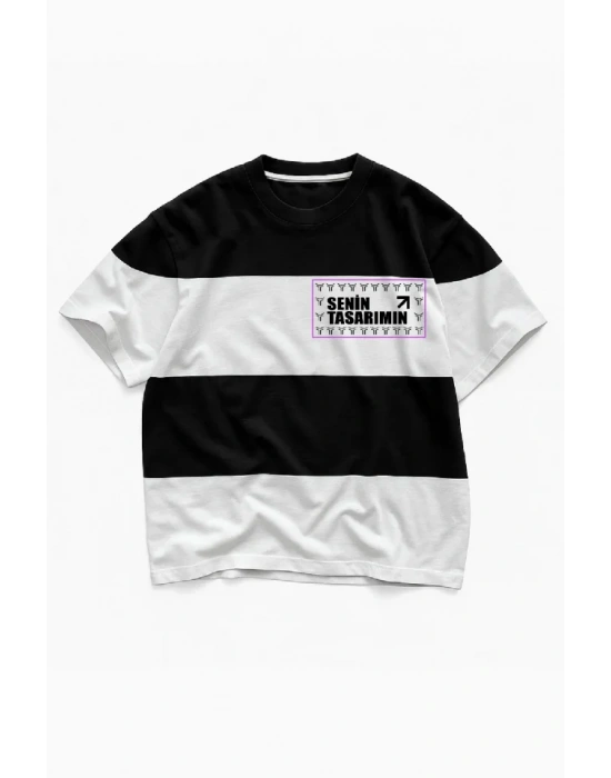 Ön Parçali İki İplik Oversize Tişört  iyah