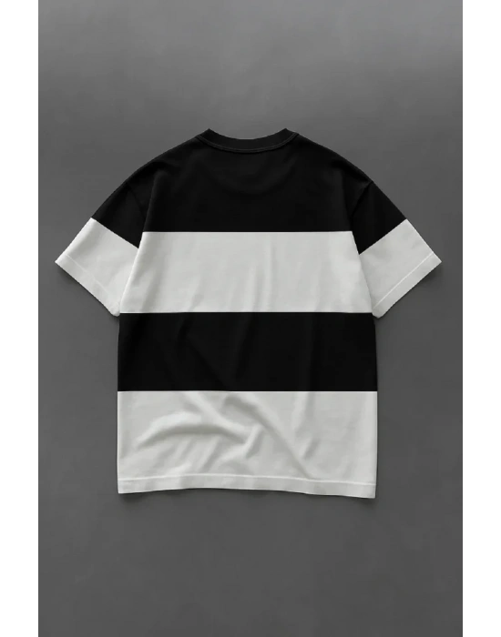 Ön Parçali İki İplik Oversize Tişört  iyah