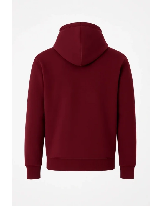 Ön Tam Fermuarlı Kapüşonlu weathirt  Bordo